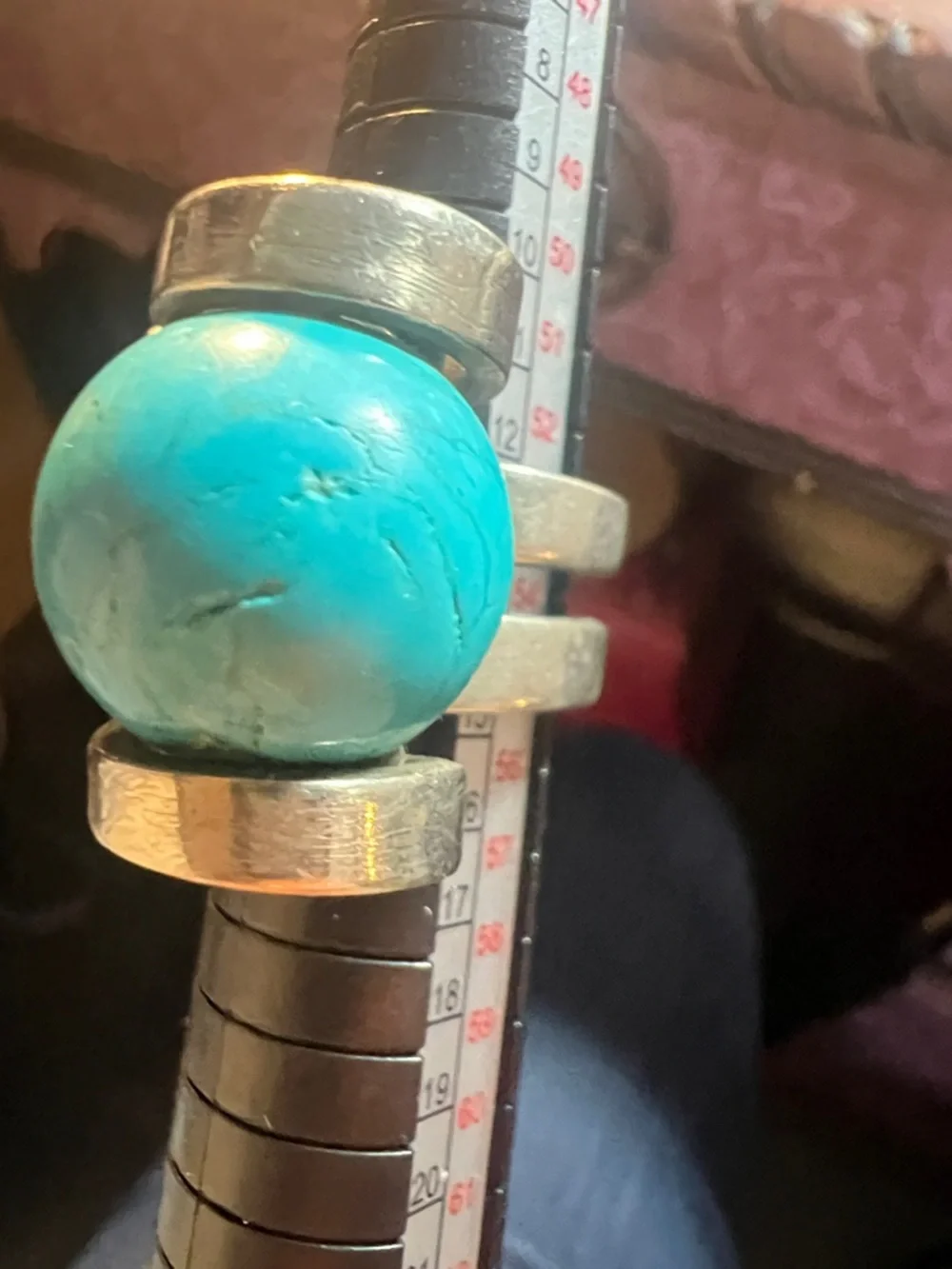 Turquoise Sphere Silver Statement Ring - Picture 10 of 11